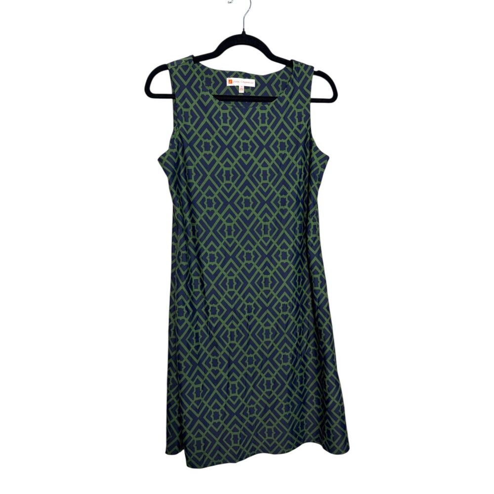 Jude Connally Beth Fitted Green Blue Pattern Mini Dress Size Medium